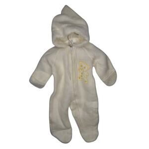 Vintage Quiltex Gnome Hooded Sleeper Fleece Zippie Teddy Bear Bunting Retro